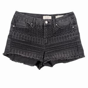 Jessica Simpson Y2K Uptown High Rise Denim Shorts Sz 28 Black Gray Frayed Hem
